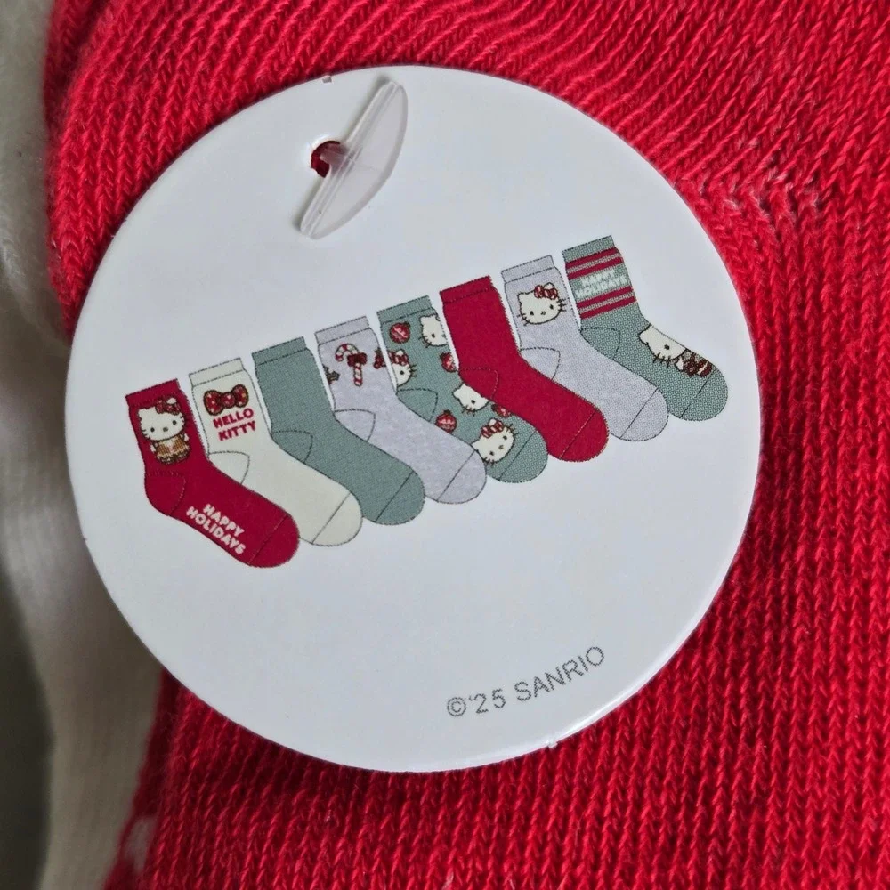 Sanrio Hello Kitty 8 Pairs Holiday‎ Capris Socks, Size Shoe:4-10 Sock:9-11, New